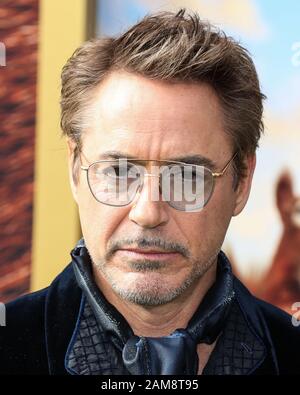 Westwood, Vereinigte Staaten. Januar 2020. Westwood, LOS ANGELES, KALIFORNIEN, USA - 11. JANUAR: Robert Downey Jr. trifft auf der "'Dolittle'"-Premiere von Universal Pictures im Regency Village Theatre am 11. Januar 2020 in Westwood, Los Angeles, Kalifornien, USA ein. (Foto von Xavier Collin/Image Press Agency) Credit: Image Press Agency/Alamy Live News Stockfoto