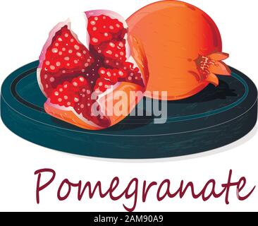 Granatapfel-Hand-erdrossene Vektorgrafiken isoliert auf weißem Hintergrund. Stock Vektor