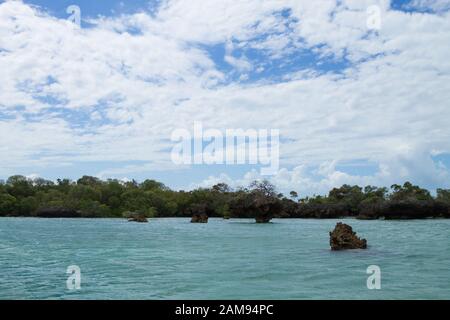 Menai Bay Landschaft, Tansania, Afrika Panorama. Indischen Ozean Landschaft Stockfoto
