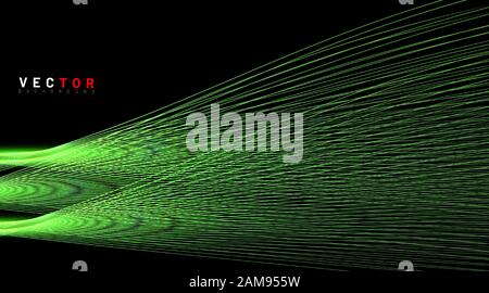 Abstrakter Vektorhintergrund. Gekrümmte Linien auf schwarzem Hintergrund. Designtechnologie. Neue Textur für Ihr Design. Stock Vektor