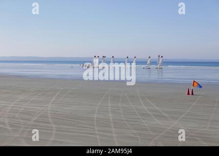 Sand am Strand von Pentrez im Finistere. Strand in der Bretagne Stockfoto