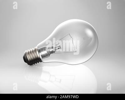 3D-Rendering der Retro-Lampe auf glänzendem weißem Hintergrund Stockfoto