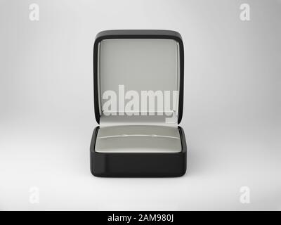 3D-Rendering leerer Schmuckkiste auf weißem Hintergrund Stockfoto