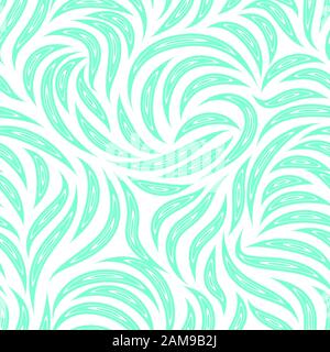 Nahtloses Vektor-Muster aus glatten Linien mit Schnitten innen in einer trendigen Farbe von Aqua Menthe. Textur für Stoff oder Verpackung isoliert auf weißem Hintergrund. Stock Vektor