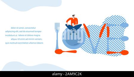 Vector Illustration Inschrift Liebe von Besteck, Leute. Valentinstag, Hochzeit, Geburtstag. Liebe Konzept. Romantische Hintergrund. Design für die Landung p Stock Vektor