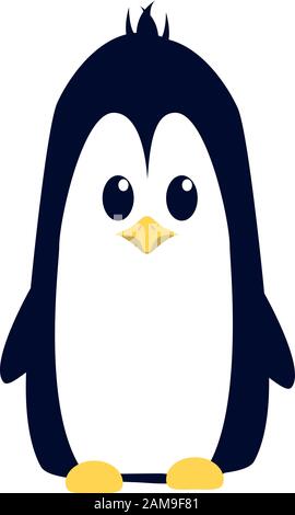Abstrakte süß sauer cartoon Pinguin auf einem blauen Hintergrund. Funny pinguin Bild. Stock Vektor