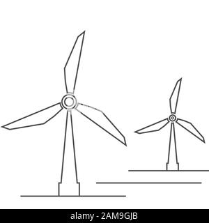 Windmühle oder Mühle Linie Symbol mit Schatten. Illustration Stockfoto