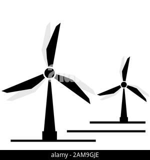 Windmühle oder Mühle Linie Symbol mit Schatten. Illustration Stockfoto