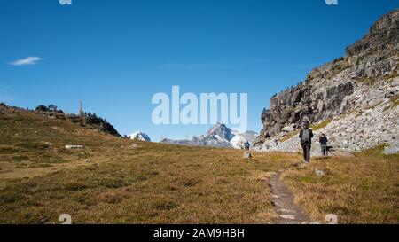 Wandern am Lake O'Hara im Yoho National Park, Kanada Stockfoto