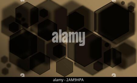 Abstraktes schwarzes geometrisches Bokeh auf beigefarbenem Hintergrund Stockfoto