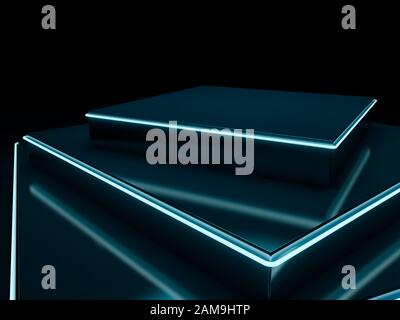 Farbenfrohe abstrakte Neon Lichter. Linien. 3D-Rendering Stockfoto