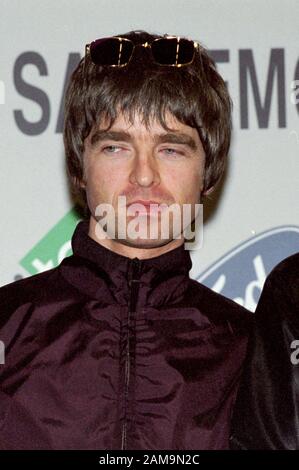 Sanremo Italien 22/02/2000, Fotosession in der Oasis: Noel Gallagher Pressekonferenz Stockfoto