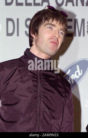 Sanremo Italien 22/02/2000, Fotosession in der Oasis: Noel Gallagher Pressekonferenz Stockfoto