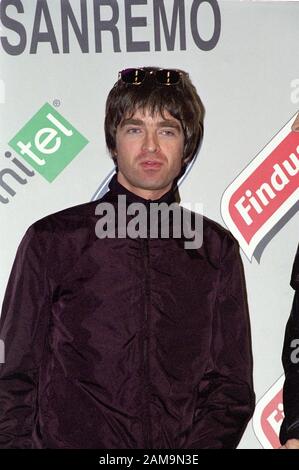 Sanremo Italien 22/02/2000, Fotosession in der Oasis: Noel Gallagher Pressekonferenz Stockfoto