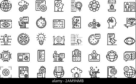 Testen von Softwaresymbolen, Gliederungstil Stock Vektor