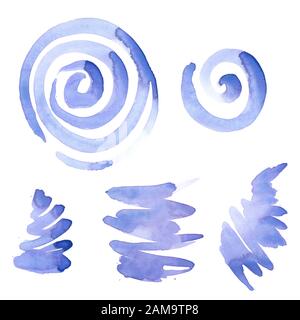 Der Satz von abstrakten blauen Aquarell handgemalten Hintergrund Stockfoto