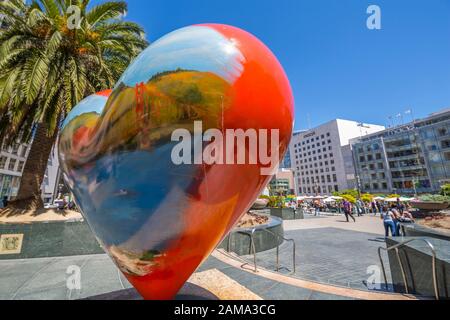 Blick auf das Herz der Liebe auf den Union Square, San Francisco, Kalifornien, USA, Nordamerika Stockfoto