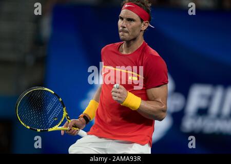 Sydney, Australien. Januar 2020. Rafael Nadal aus Spanien beim ATP-Cup-Finale 2020 in der Ken Rosewall Arena, Sydney, Australien am 12. Januar 2020. Foto von Peter Dovgan. Kredit: UK Sports Pics Ltd/Alamy Live News Stockfoto