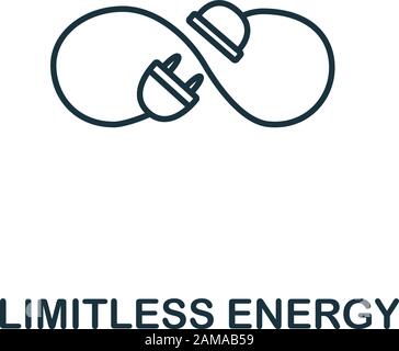 Symbol für grenzenlose Energie aus sauberer Energiegewinnung. Einfaches, grenzenloses Energiesymbol für Vorlagen, Webdesign und Infografiken. Stock Vektor
