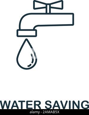 Symbol für Wassereinsparung aus der Sammlung sauberer Energie. Wassersparsymbol für einfache Linienelemente für Vorlagen, Webdesign und Infografiken. Stock Vektor