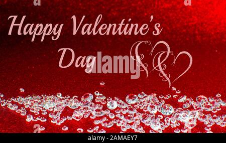 Roter Hintergrund mit Text zum valentinstag Stockfoto