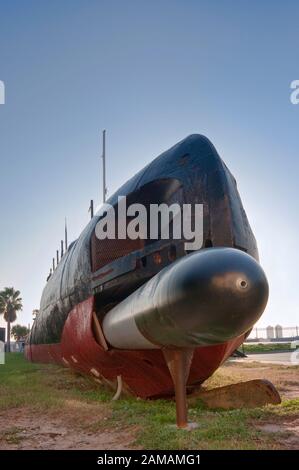 Torpedo am Bug von USS Cavalla, U-Boot WW2, im Seawolf Park, Pelican Island, Galveston, Texas, USA Stockfoto