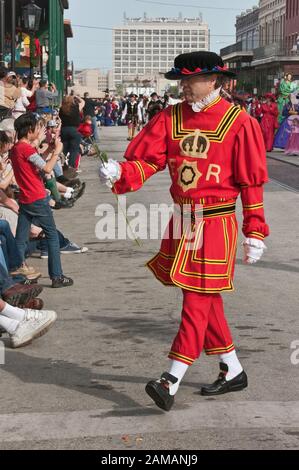 Beefeater bei Dickens on The Strand Parade, The Strand, Galveston, Texas, USA Stockfoto