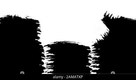 Künstlerische Maltextur. Verschiedene Pinselstriche in Schwarzweiß. Monochromes Muster. Moderne 2D-Illustration Stockfoto