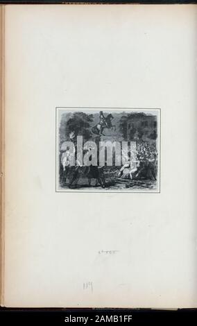 Ziehen Sie die Statue von König Georg III., Bowling Green, New York, Illustriert von Thomas Addis Emmet, um das Jahr 1880. Band 2 besteht aus den Seiten 1-99 des Jahres 1865, Quarto, Ausgabe des Werks, Band 3 der Seiten 99-213, Band 5 der Seiten 303-400. Citation/Referenz: EM12541 Von Anderson Eingraviert.; Die Statue von König Georg III., Bowling Green, New York Herunterziehen. Stockfoto
