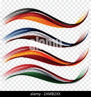 Abstrakte Wellen. Die Farben der Flagge Deutschlands, Frankreichs, Spaniens und Italiens Stock Vektor