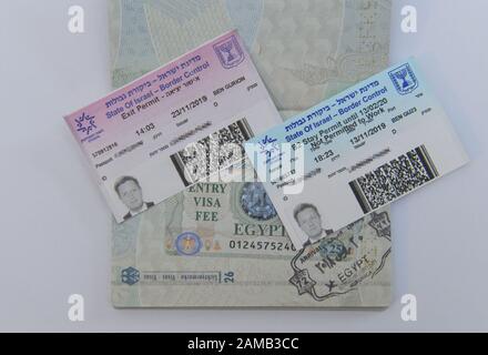 Deutscher Reisepass mit Visum für Israel Stockfoto