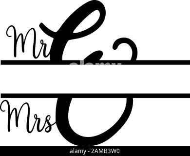 MR und MRS Monogramm geteilter Anfangsvektor des Buchstabens isoliert Stock Vektor
