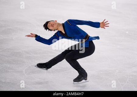 LAUSANNE, SCHWEIZ. Januar 2020. Chen Yudong (CHN) tritt am Sonntag, 12. Januar 2020, bei den Jugend-Olympischen Spielen in Lausanne 2020 in der Skating Arena Der Männer im Freien Skating An. LAUSANNE, SCHWEIZ. Credit: Taka G Wu/Alamy Live News Stockfoto