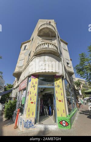 Wohnhaus im Bauhaus-Stil, Nachalat Benyamin, Weiße Stadt, Tel Aviv, Israel Stockfoto