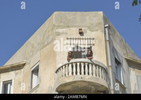 Wohnhaus im Bauhaus-Stil, Nachalat Benyamin, Weiße Stadt, Tel Aviv, Israel Stockfoto