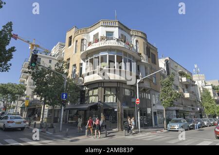 Wohnhaus im Bauhaus-Stil, Nachalat Benyamin, Weiße Stadt, Tel Aviv, Israel Stockfoto