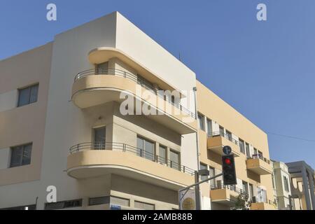 Wohnhaus im Bauhaus-Stil, Nachalat Benyamin, Weiße Stadt, Tel Aviv, Israel Stockfoto
