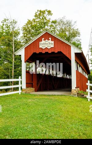 Trostletown Covered Bridge, Stoystown Lions Club Park, Quemahoning Township, PA Stockfoto