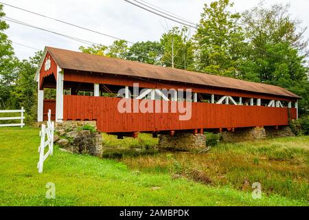 Trostletown Covered Bridge, Stoystown Lions Club Park, Quemahoning Township, PA Stockfoto