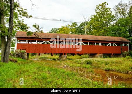 Trostletown Covered Bridge, Stoystown Lions Club Park, Quemahoning Township, PA Stockfoto