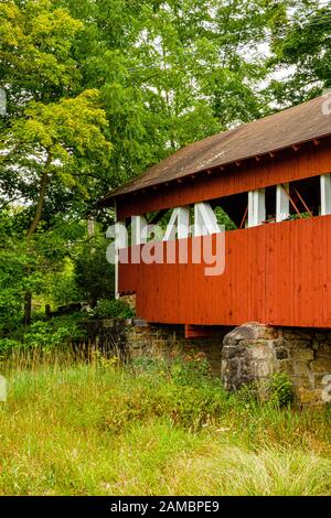 Trostletown Covered Bridge, Stoystown Lions Club Park, Quemahoning Township, PA Stockfoto