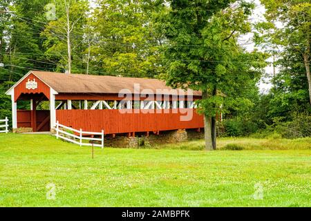 Trostletown Covered Bridge, Stoystown Lions Club Park, Quemahoning Township, PA Stockfoto