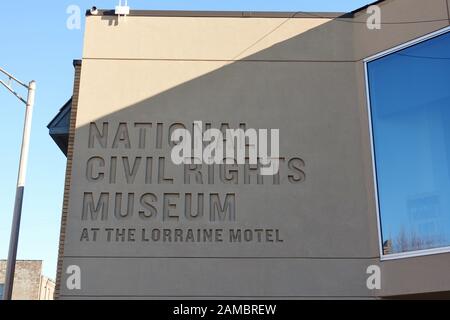 Memphis, TN -5 JAN 2020 - Ansicht des nationalen Bürgerrechtsmuseums im Lorraine Motel, in dem Martin Luther King Jr. in Memphi, Ten, ermordet wurde Stockfoto