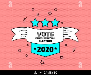 Abstimmung 2020 Memphis style Banner pop art design Stock Vektor