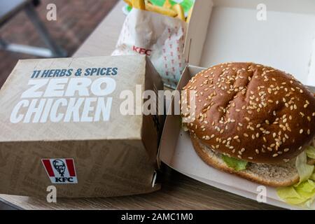 KFC Zero Chicken Burger, Großbritannien Stockfoto