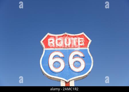 Route 66, Zeichen, Santa Fe County, New Mexico, USA Stockfoto