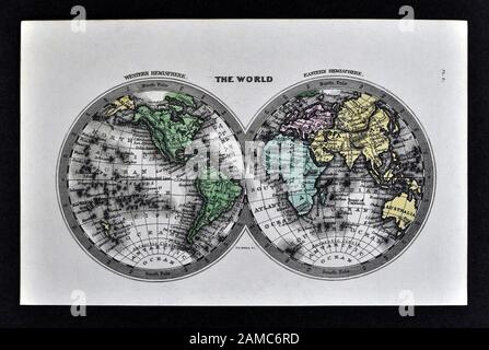 1834 Carey Weltkarte Afrika Asien Europa Nord- & Südamerika Stockfoto