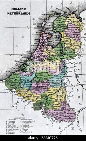 1834 Carey Karte der Niederlande, Holland, Belgien und Luxemburg Stockfoto