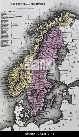 1834 Carey Karte von Stockholm Schweden Norwegen Skandinavien Europa Stockfoto