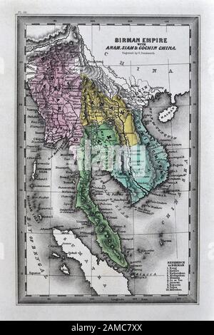 1834 Carey Karte von Südostasien, Vietnam Kambodscha Thailand Stockfoto